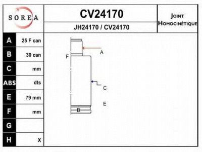 EAI cv24170k -  Шарнирный комплект, приводной вал