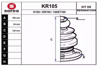 EAI kr105 -  Комплект пыльника, приводной вал