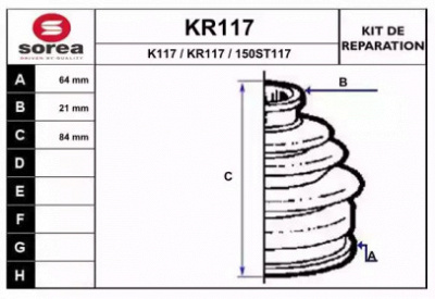 EAI kr117 -  Комплект пыльника, приводной вал