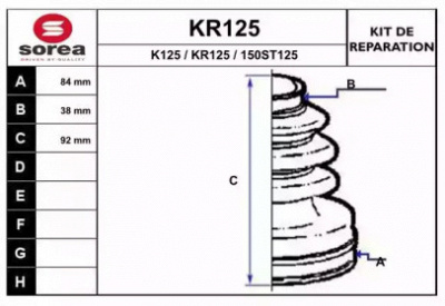 EAI kr125 -  Комплект пыльника, приводной вал