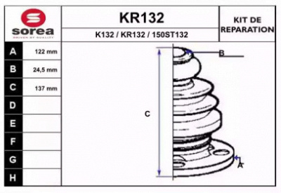 EAI kr132 -  Комплект пыльника, приводной вал
