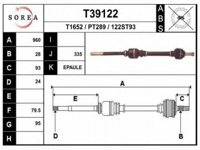 EAI t39122 -  Приводной вал