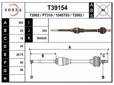 EAI t39154 -  Приводной вал