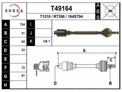 EAI t49164 -  Приводной вал