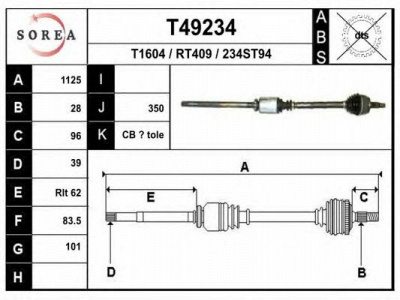 EAI t49234 -  Приводной вал