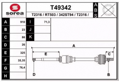EAI t49342 -  Приводной вал