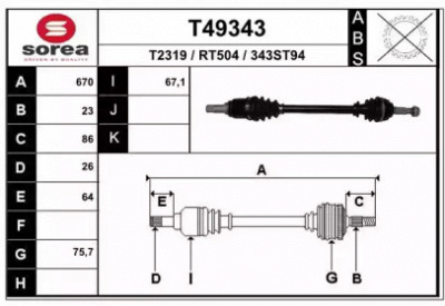 EAI t49343 -  Приводной вал