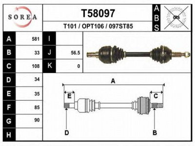 EAI t58097 -  Приводной вал