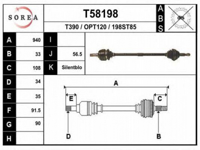 EAI t58198 -  Приводной вал