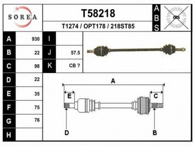 EAI t58218 -  Приводной вал