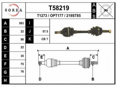 EAI t58219 -  Приводной вал