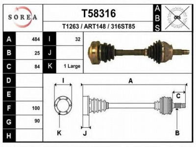 EAI t58316 -  Приводной вал