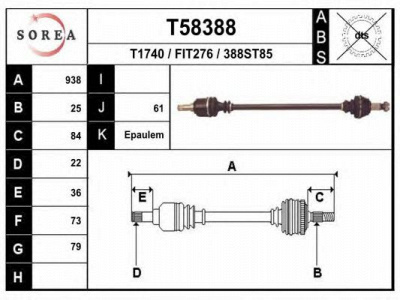 EAI t58388 -  Приводной вал
