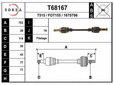 EAI t68167 -  Приводной вал