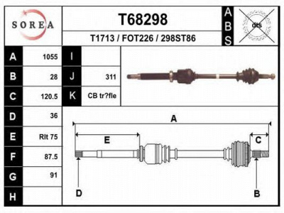 EAI t68298 -  Приводной вал