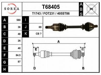 EAI t68405 -  Приводной вал
