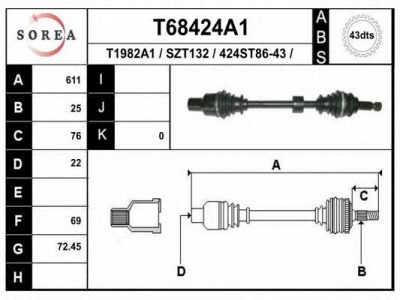 EAI t68424a1 -  Приводной вал