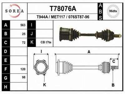 EAI t78076a -  Приводной вал
