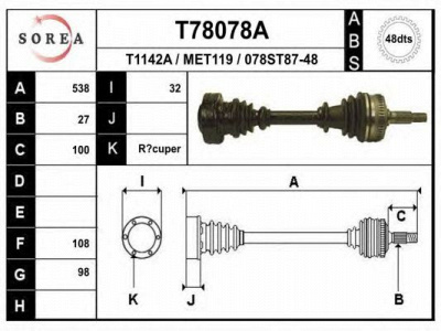 EAI t78078a -  Приводной вал