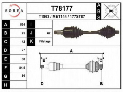 EAI t78177 -  Приводной вал