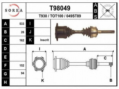 EAI t98049 -  Приводной вал