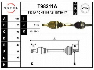 EAI t98211a -  Приводной вал