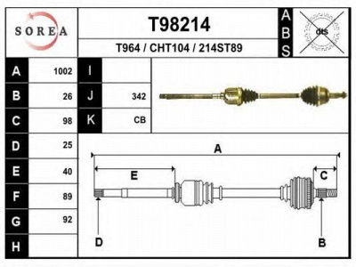 EAI t98214 -  Приводной вал