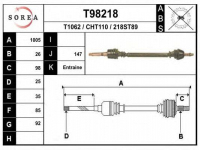 EAI t98218 -  Приводной вал