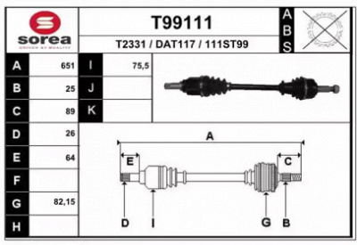 EAI t99111 -  Приводной вал