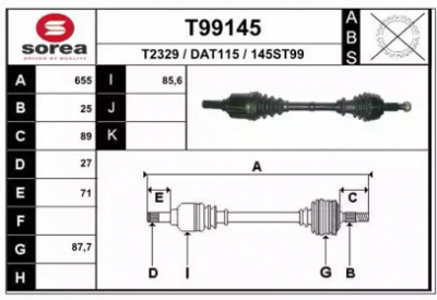 EAI t99145 -  Приводной вал