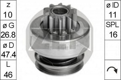 ERA 225671 -  Привод с механизмом свободного хода, стартер
