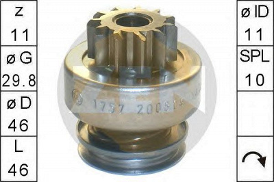 ERA 225741 -  Привод с механизмом свободного хода, стартер