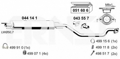 ERNST 044141 -  Средний глушитель выхлопных газов