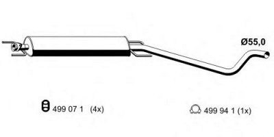 ERNST 055048 -  Средний глушитель выхлопных газов