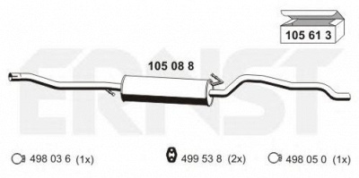 ERNST 105088 -  Средний глушитель выхлопных газов