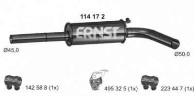 ERNST 114172 -  Средний глушитель выхлопных газов