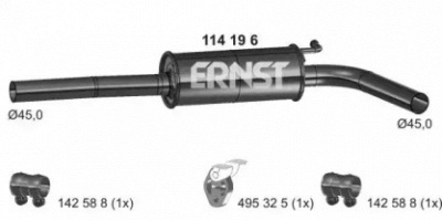 ERNST 114196 -  Средний глушитель выхлопных газов