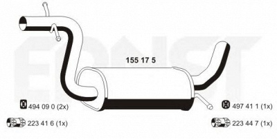 ERNST 155175 -  Средний глушитель выхлопных газов