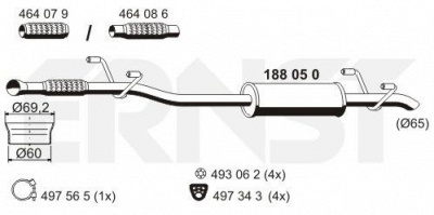 ERNST 188050 -  Средний глушитель выхлопных газов