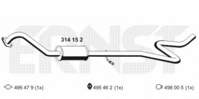 ERNST 314152 -  Средний глушитель выхлопных газов