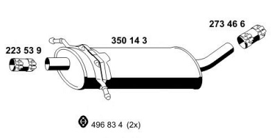 ERNST 350143 -  Средний глушитель выхлопных газов