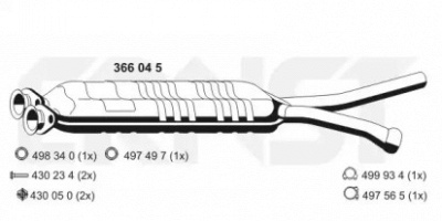 ERNST 366045 -  Средний глушитель выхлопных газов