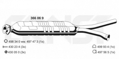 ERNST 366069 -  Средний глушитель выхлопных газов