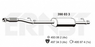 ERNST 390033 -  Средний глушитель выхлопных газов