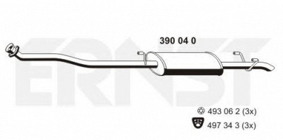 ERNST 390040 -  Средний глушитель выхлопных газов