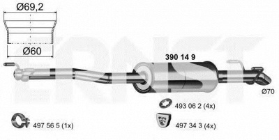 ERNST 390149 -  Средний глушитель выхлопных газов
