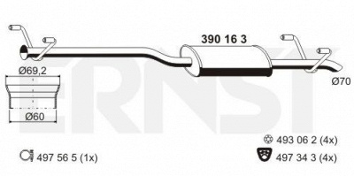 ERNST 390163 -  Средний глушитель выхлопных газов