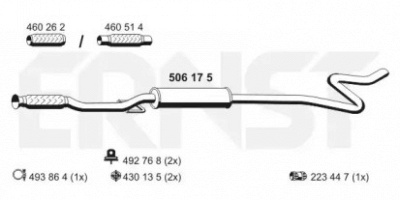 ERNST 506175 -  Средний глушитель выхлопных газов