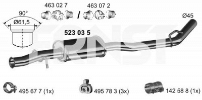 ERNST 523035 -  Средний глушитель выхлопных газов