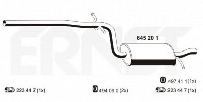 ERNST 645201 -  Средний глушитель выхлопных газов